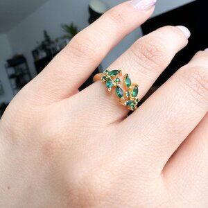 Leaf Ring with Lab Emeralds by Bichota